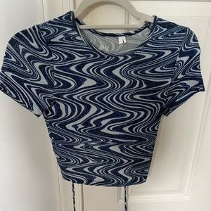 Pac sun Blue Swirl Open Tie Back Crop Top